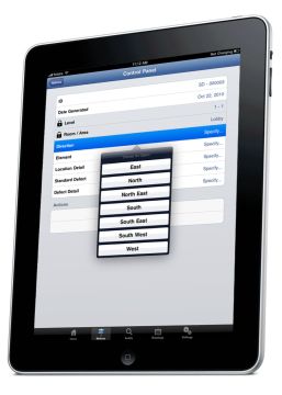 FieldRover Select box shown on iPad